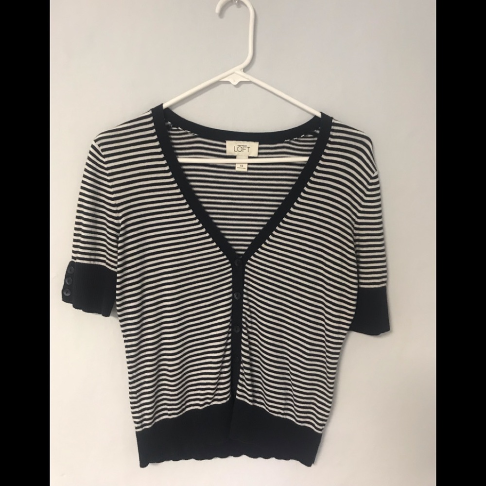 LOFT Striped short sleeve cardigan